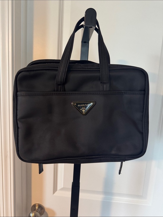 Modella Handbags - Modella Black Nylon Laptop Briefcase with Top Handles